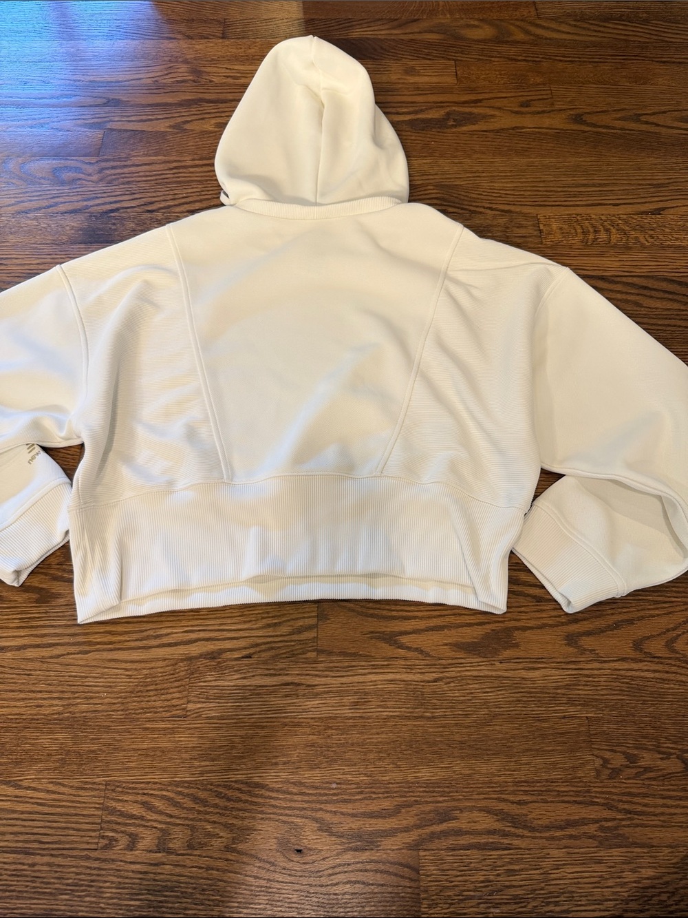 New Balance White Cropped Hoodie With Drawstring Size Large View 4